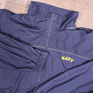 Cheneral US Navy Windbreaker Jacket Mens 2XL Blue Yellow Embroidered Logo